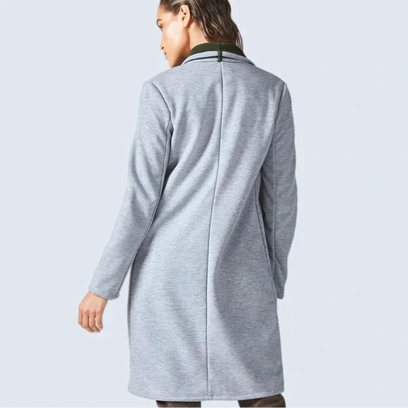 Fabletics Moscow Coat Womens SZ Medium Soft Cozy Terry Fleece Gray Midi Coatigan - Picture 2 of 14